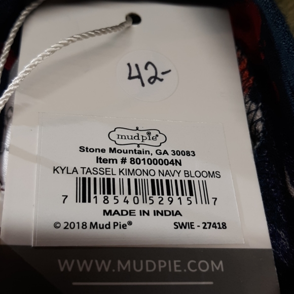 Mud Pie NWT one size kimono w/tassels - Picture 7 of 7